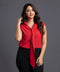 Hot Red Elegant Chiffon Office Top